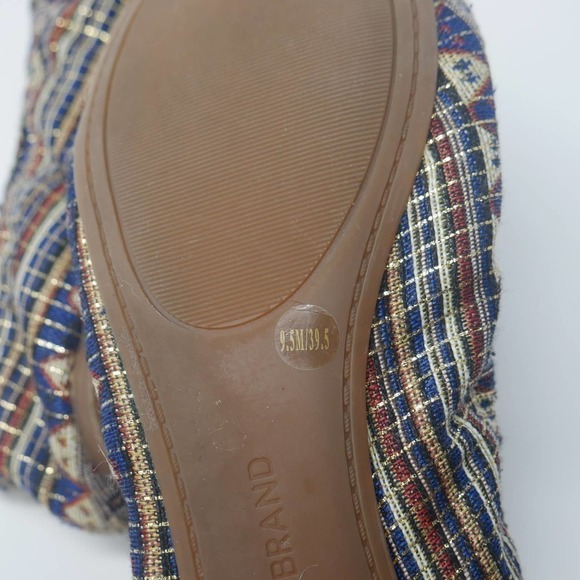 𝅺LUCKY Brand Emmie Aztec Metallic Printed Flats Size 9.5 NWOB - Picture 5 of 9